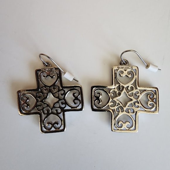 Trifari Silver Cross Earrings - Picture 3 of 5